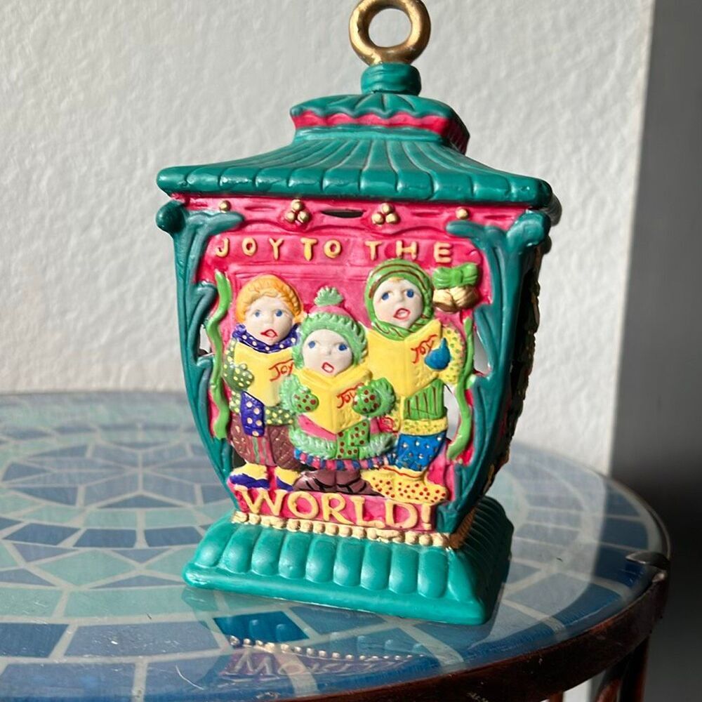 Christmas Joy to the world lantern holiday decor Candle holder 7”